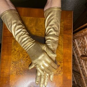 Gold metallic long gloves